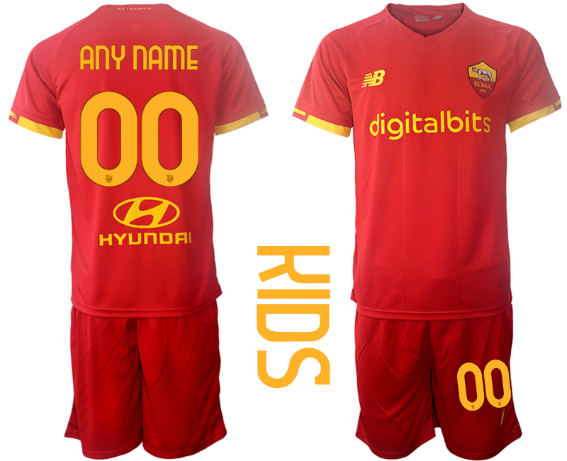 Youth 2021-2022 Club AS Roma home red customized Soccer Jersey->customized soccer jersey->Custom Jersey